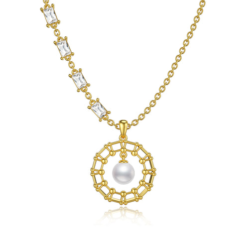 Pearl Necklace Infinity Circle Sterling Silver Pendant Necklaces for Women - ROUTINE FASHION